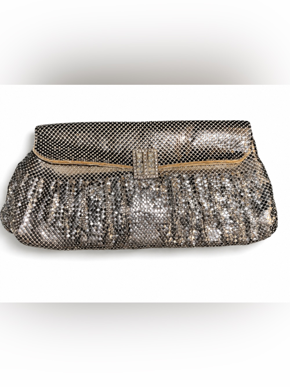 Whiting & Davis Silver Mesh Purse Handbag Evening Clutch in Metallic Sylver